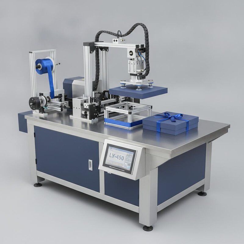LY-450 Semi Automatic Rigid Box Making Machine Featuring Ribbon Inserting System for Consistent and Fast Cover and Box Assembly